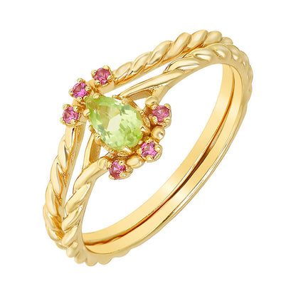 Gold Plated Natural Peridot Ring