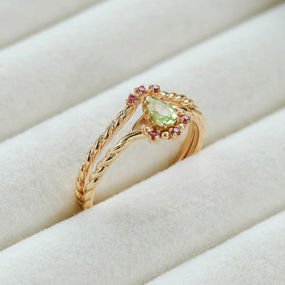 Gold Plated Natural Peridot Ring