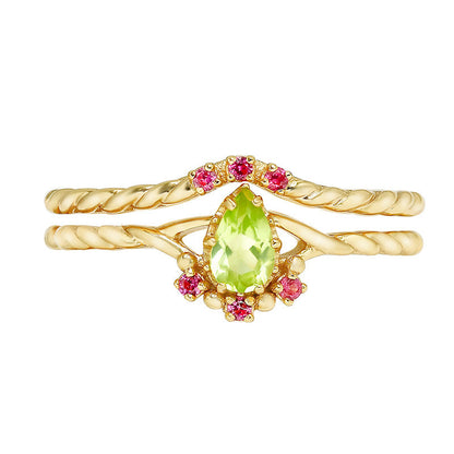 Gold Plated Natural Peridot Ring