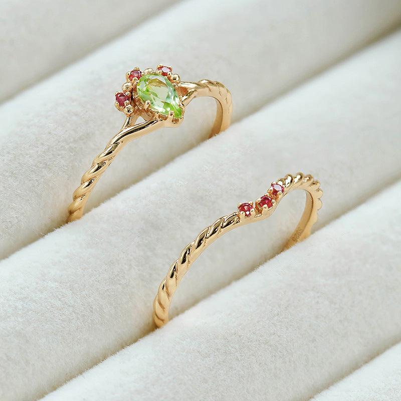 Gold Plated Natural Peridot Ring